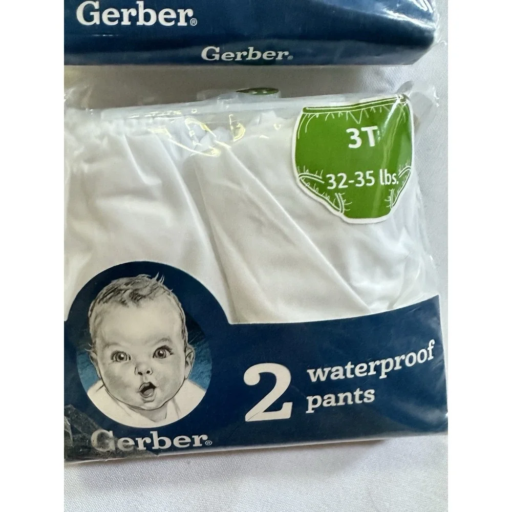 2 New Gerber Waterproof Pants 2T (28-32 Lbs) 3T 32-35 lbs White Toddler & Dappi